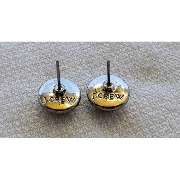 J Crew Pave Rhinestone Sparkly Silver Tone Sparkle Post Stud Earrings 1/2 in - Picture 4 of 8